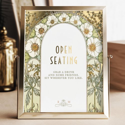 Gold Open Seating Sign Vintage Wedding