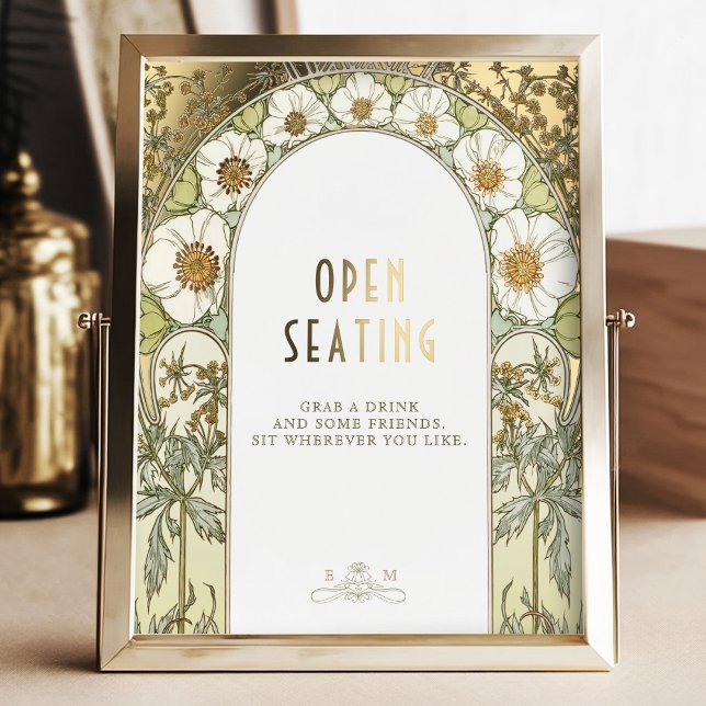 Gold Open Seating Sign Vintage Wedding (Creator Uploaded)