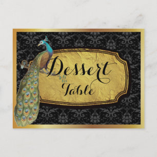 Gold Optional Peacock Dessert Table Sign Postcard