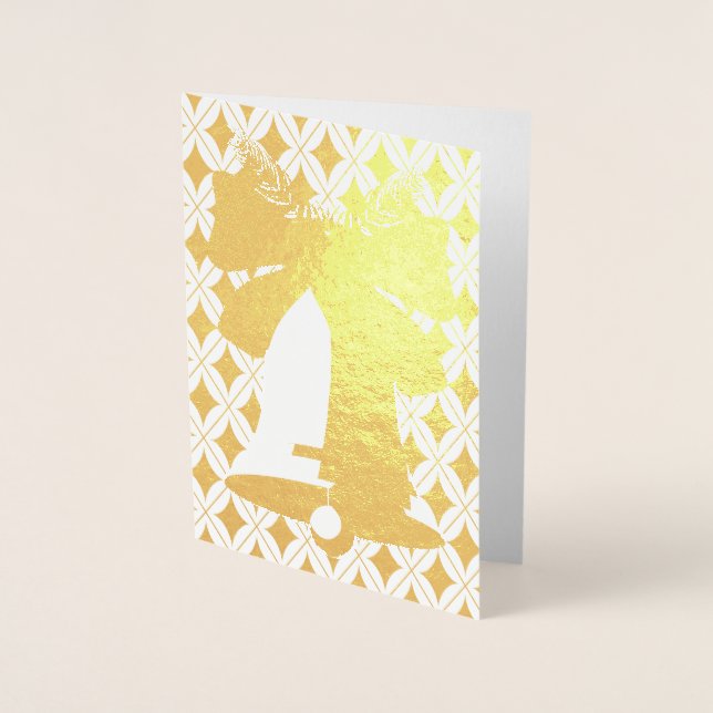 Gold or Silver Foil Christmas Bell Blank Card (Front)