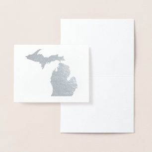 Gold or Silver Michigan State Map Petoskey Stone  Foil Card