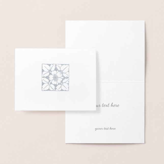 Gold or Silver Modern Elegant Floral Pattern Foil Card (Display)