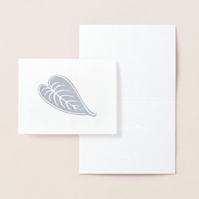 Gold or Silver Modern Elegant Leaf Pattern Foil Card (Display)