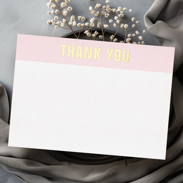 Gold or silver real foil pink white thank you card (Gold or silver real foil pink white thank you card)