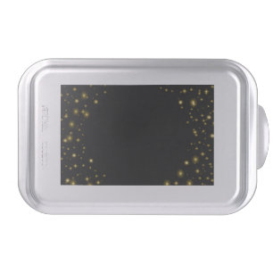 Gold or Yellow Sparkles and Stars on Black Cake Pan