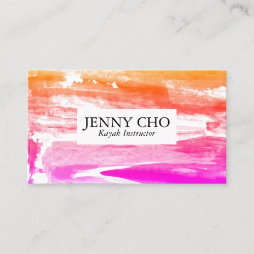 Gold orange and pink sunset paint stripe business card