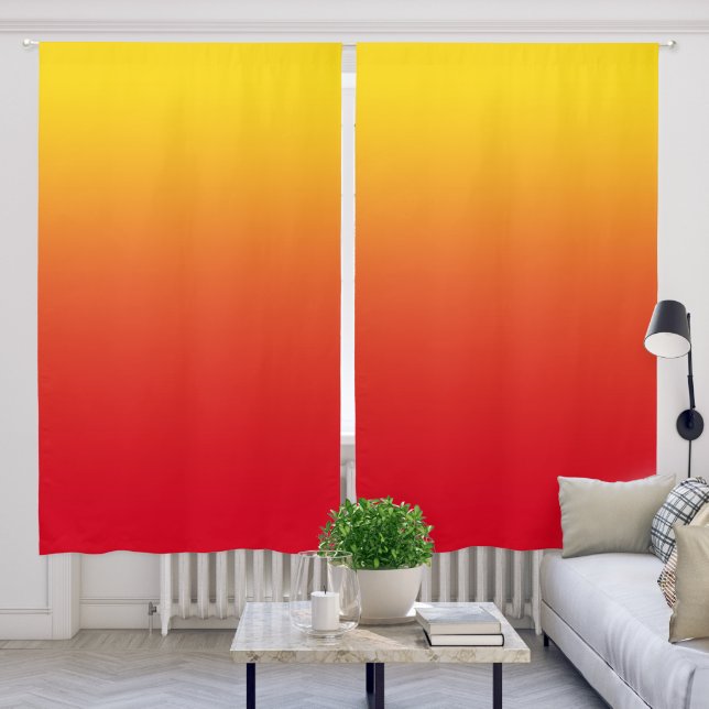 Gold Orange and Red Gradient Blackout Curtains (Living Room)