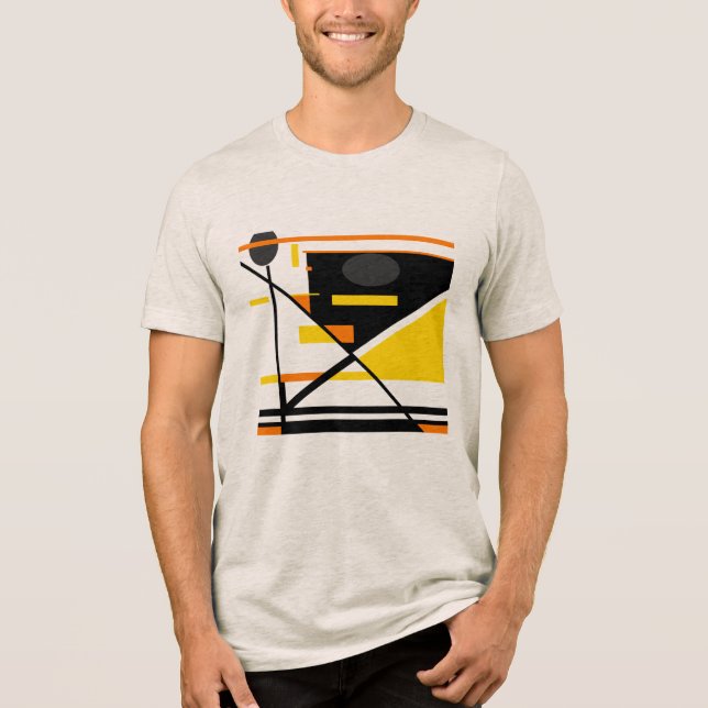Gold Orange Black Contemporary Abstract Design  Tri-Blend Shirt (Front)