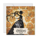 Gold/Orange Blooms Silhouette Bride Wedding Invite