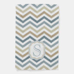 Gold/Orange/Blue Chevron Monogram Garden Flag