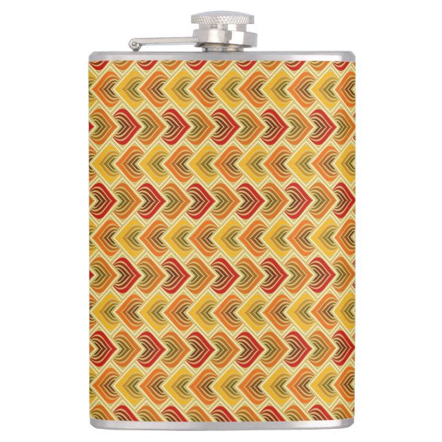 GOLD ORANGE GREEN TAN PATTERNS FLASK (Front)