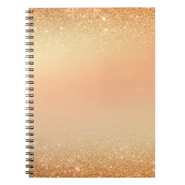 Gold & Orange Notebook with Sparkle Glam Aesthetic (Front)