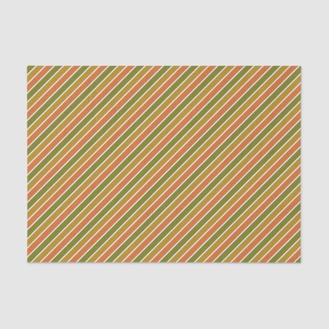 Gold, Orange, Olive Green Striped Tissue Paper (Front)