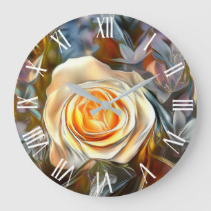 Gold Orange Popular Unique Rose Art Dream Large Clock