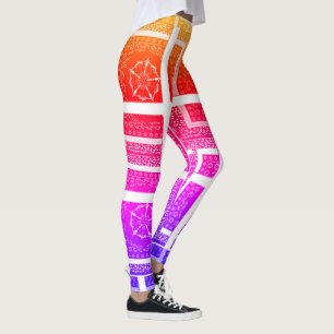 Gold, Orange, Purple, and White Mandala Activewear Leggings