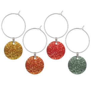 GOLD ORANGE RED GREEN SEQUIN LOOK WINE CHARM