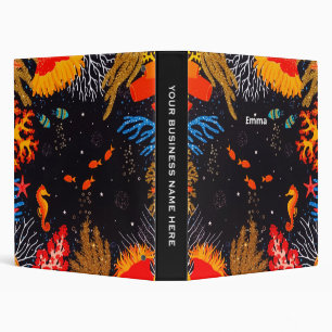 Gold Orange Tropical Summer Ocean Underwater 3 Ring Binder