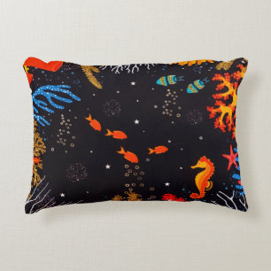Gold Orange Tropical Summer Ocean Underwater Accent Pillow