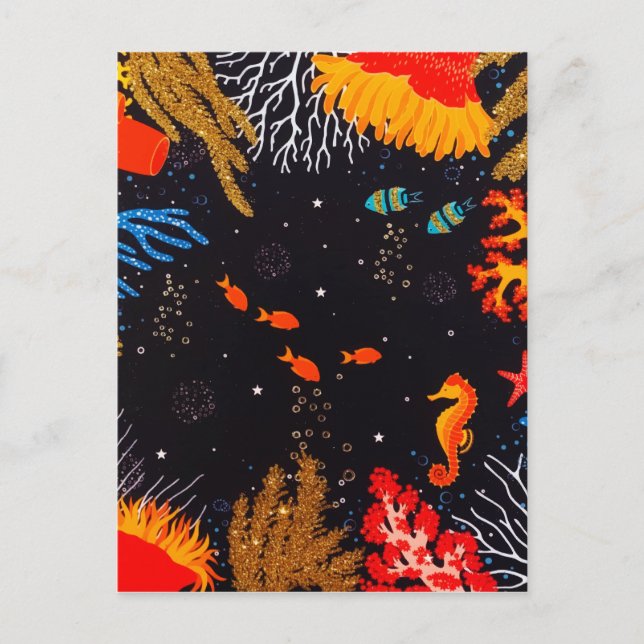 Gold Orange Tropical Summer Ocean Underwater Postcard (Front)