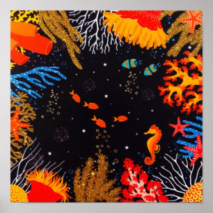 Gold Orange Tropical Summer Ocean Underwater Poster