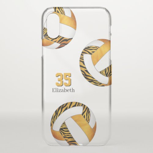 gold orange w zebra pattern custom volleyball iPhone XS case