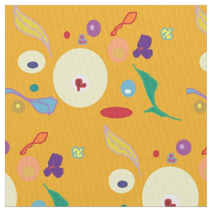 Gold/Orange with Colorful Spots>Fabric Fabric