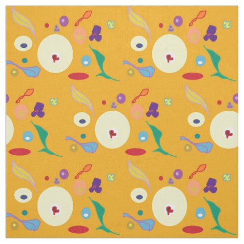 GoldOrange with Colorful SpotsFabric Fabric