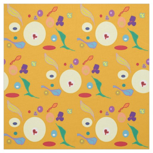 Gold/Orange with Colorful Spots>Fabric Fabric