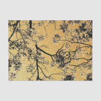 Gold Oriental Blossoms Tissue Paper