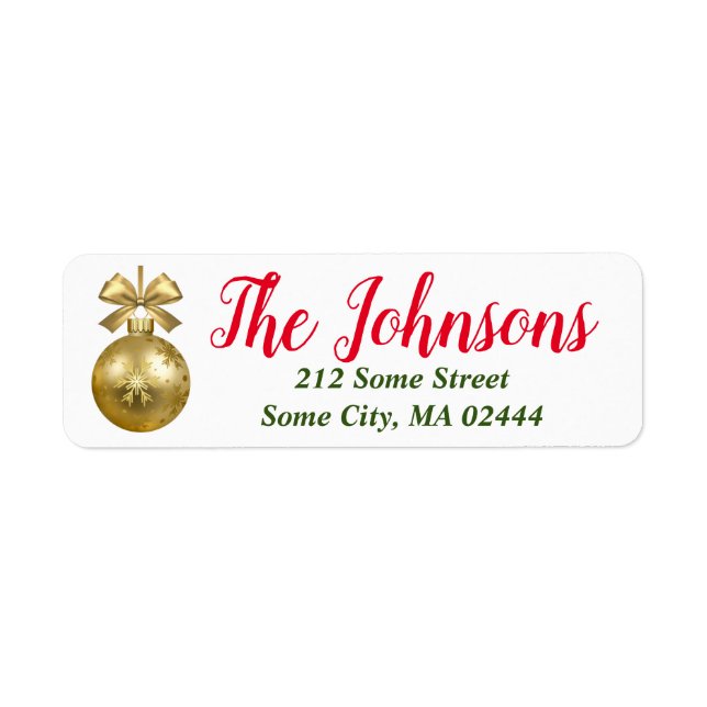 Gold Ornament Christmas Return Label (Front)