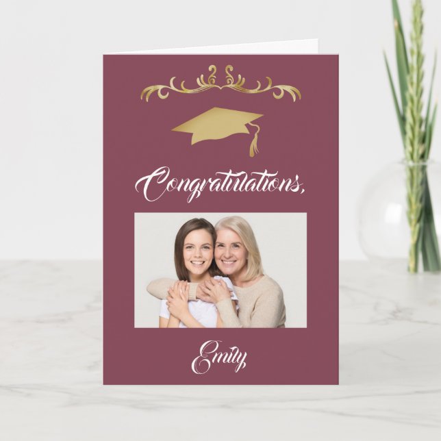 Gold Ornament Congratulations Graduate Photo Card (Front)