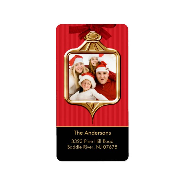 Gold Ornament Frame PHOTO Return Address Label (Front)