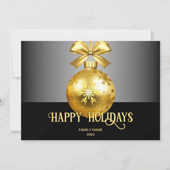 Gold Ornament Holiday Christmas Card (Front)