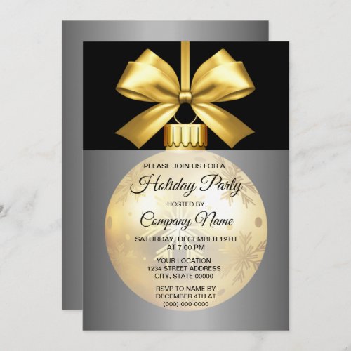 Gold Ornament Holiday Invitation
