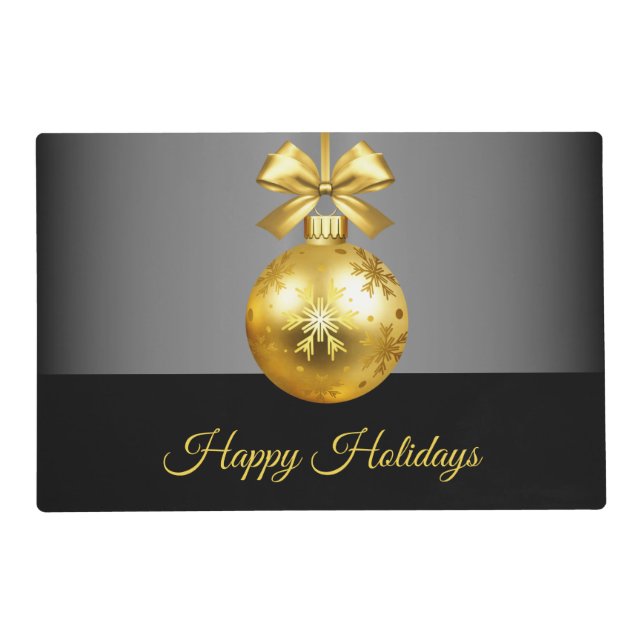 Gold Ornament Holiday Paper Placemat (Front)