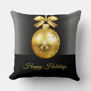 Gold Ornament Holiday Throw Pillow