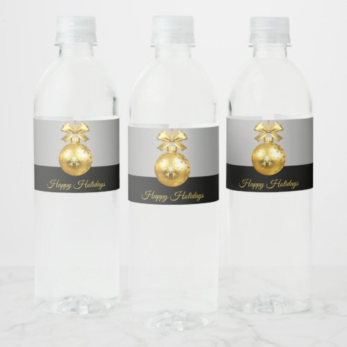 Gold Ornament Holiday Water Bottle Label