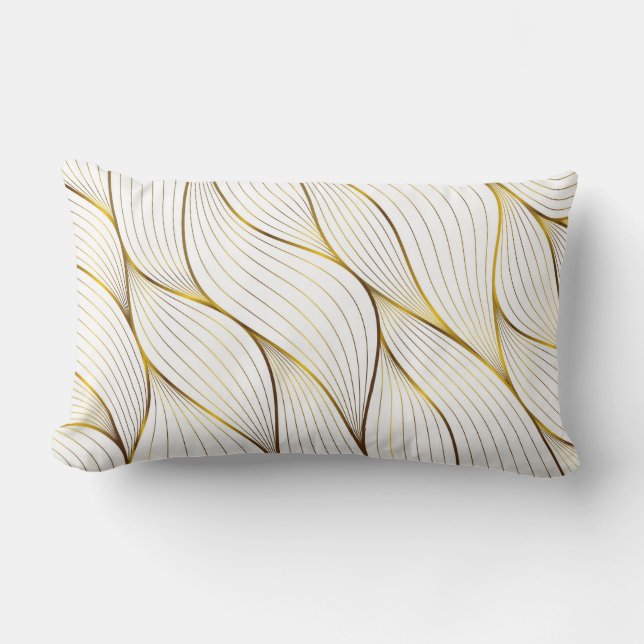 Gold ornament leaf  lumbar pillow (Front)