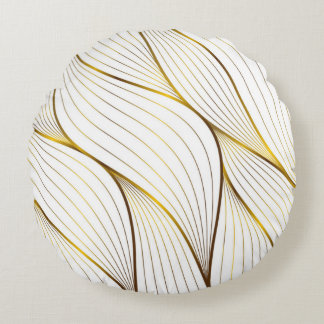 Gold ornament leaf   round pillow