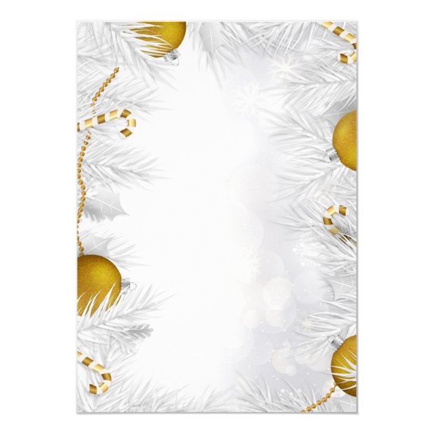 Gold Ornament Silver White Christmas Party Card