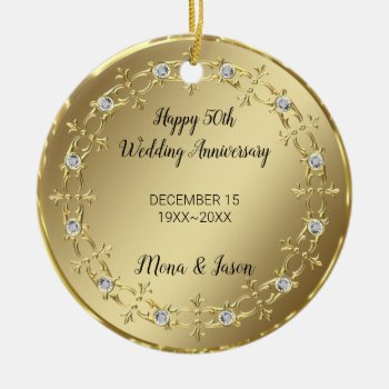 Gold Ornament With Diamonds Wedding Anniversary by gogaonzazzle at Zazzle