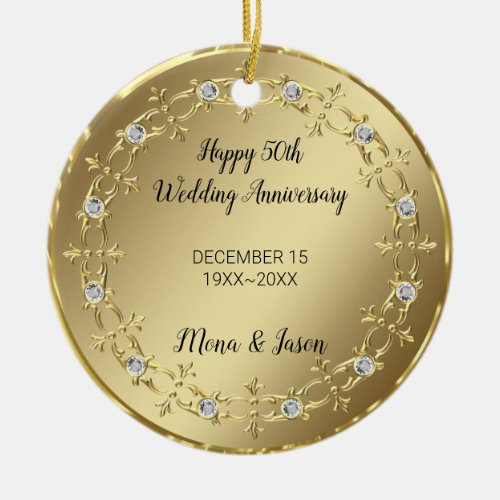 Gold Ornament With Diamonds Wedding Anniversary