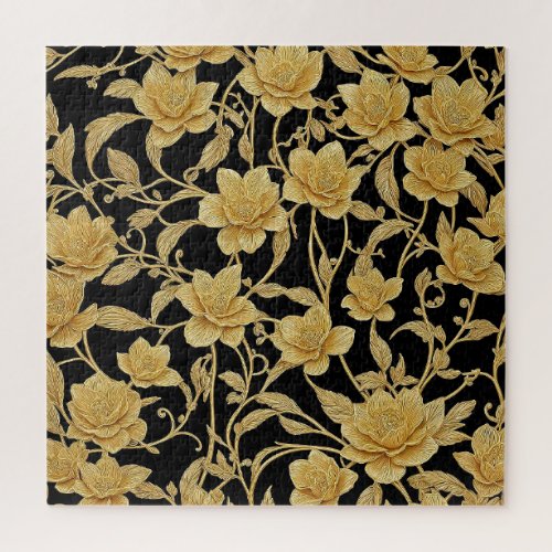 Gold Ornamental flower pattern AI Jigsaw Puzzle