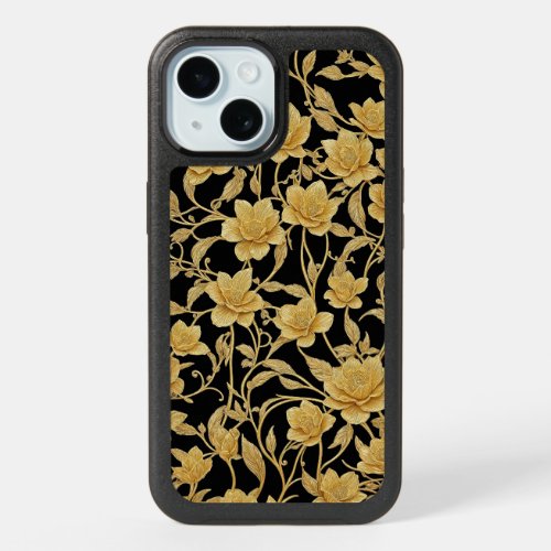 Gold Ornamental flower pattern AI iPhone 15 Case