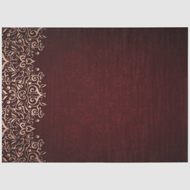 Gold Ornamental lace Burgundy Decoupage 20x30 Tissue Paper (Front)
