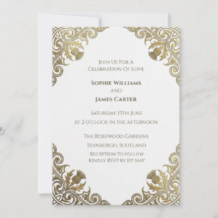 Gold Ornamental Thistle Wedding Invitation