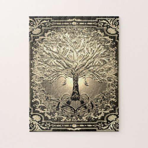 Gold Ornamental Tree of Life Jigsaw Puzzle
