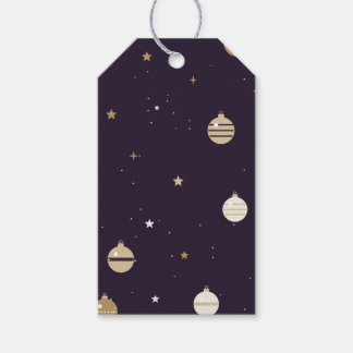 Gold Ornaments and Stars on Deep Plum Gift Tags