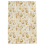 Gold Ornaments Bows Christmas Holiday Medium Gift Bag