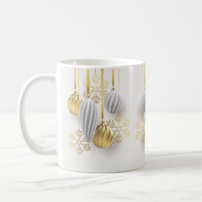 Gold Ornaments Christmas  Coffee Mug (Left)